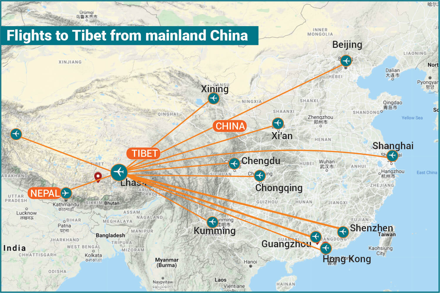 Flight-to-Tibet-from-Mainland-China