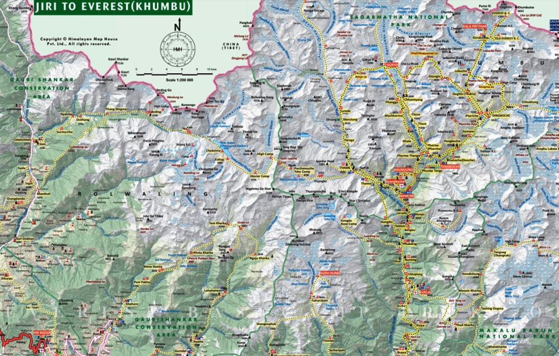 Jiri to Everest Base Camp Trek Map