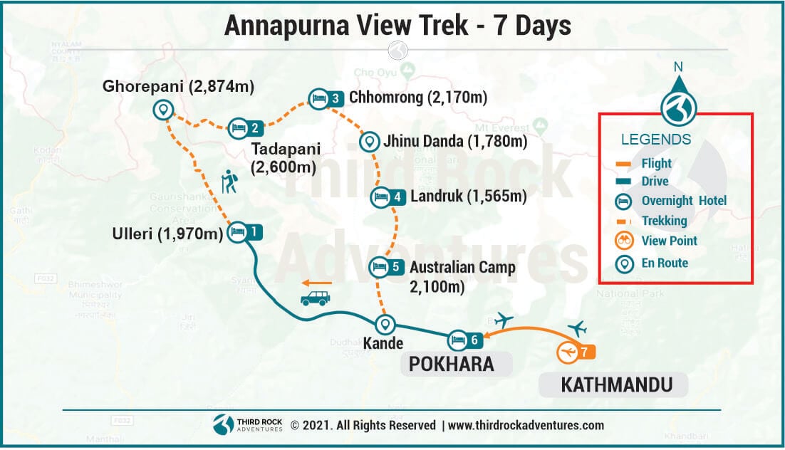 Route Map for Annapurna View Trek