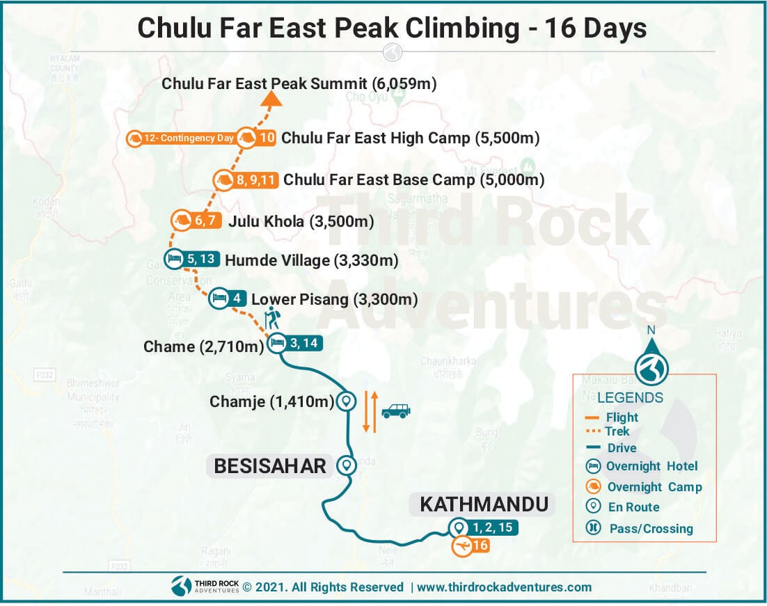 Chulu Far East Peak Climbing Route Map