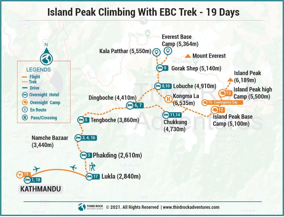 Island Peak Climbing with EBC Trek Route Map
