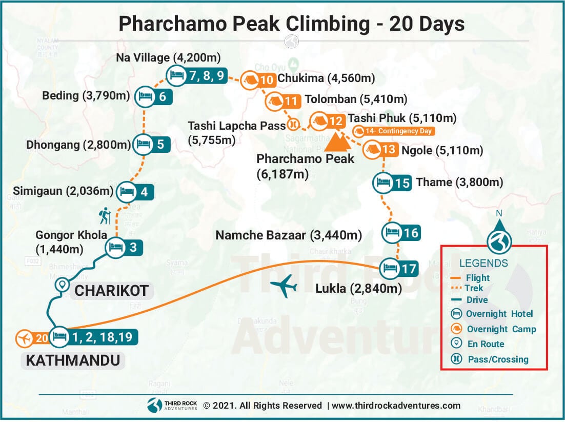 Pharchamo Peak Climbing Route Map