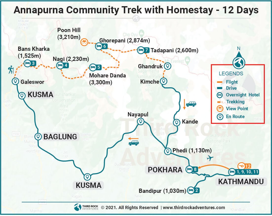 Annapurna Community Trek with Homestay Route Map