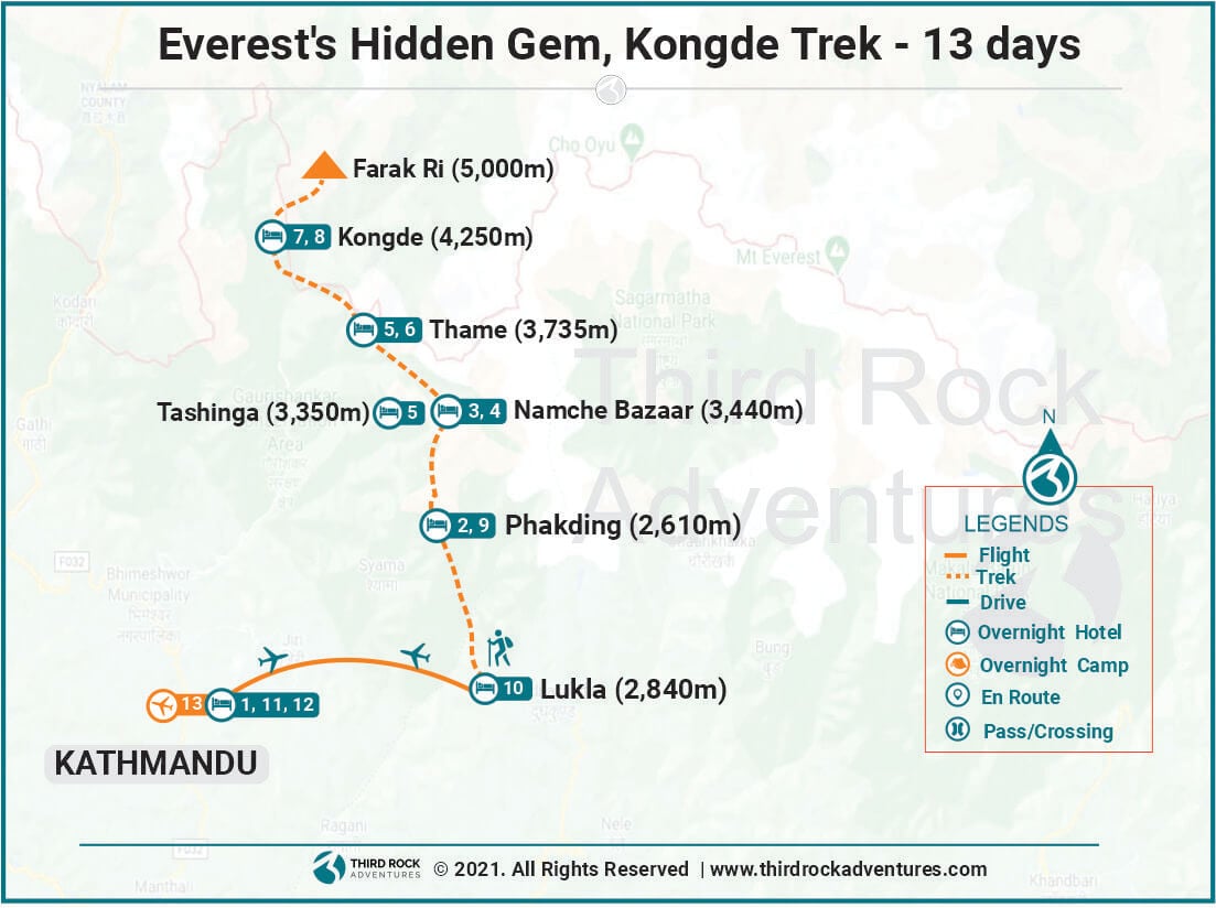 Everest Kongde Trek route map