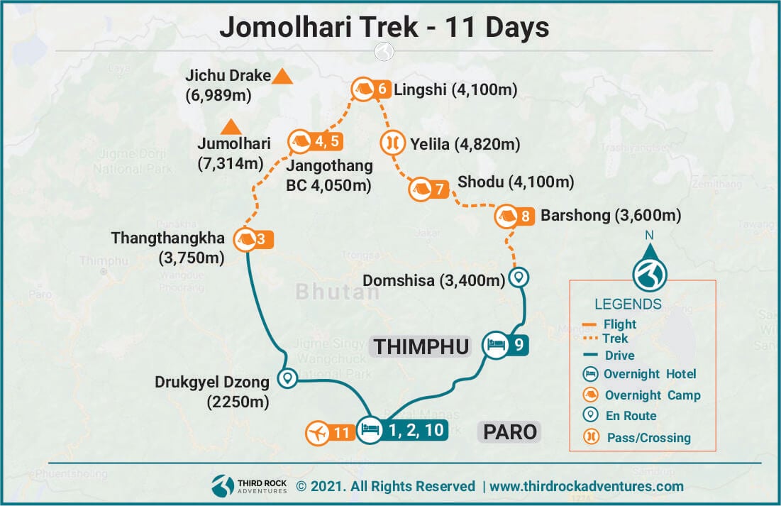 Jomolhari Trek Route Map