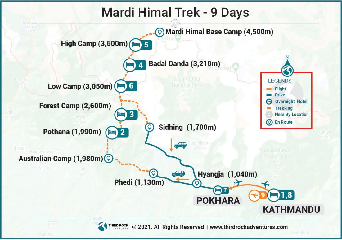 Mardi Himal Trek Route Map
