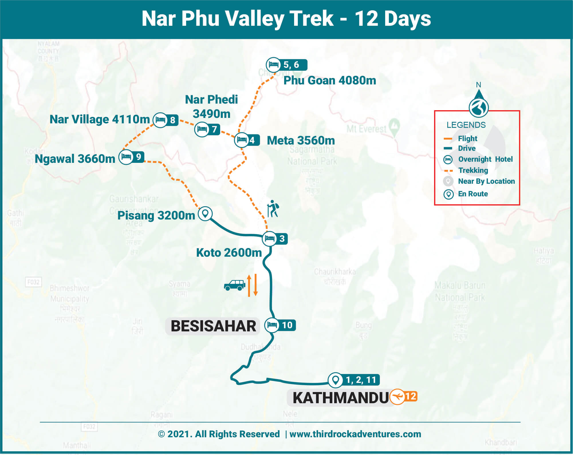 Nar Phu Valley Trek Route Map
