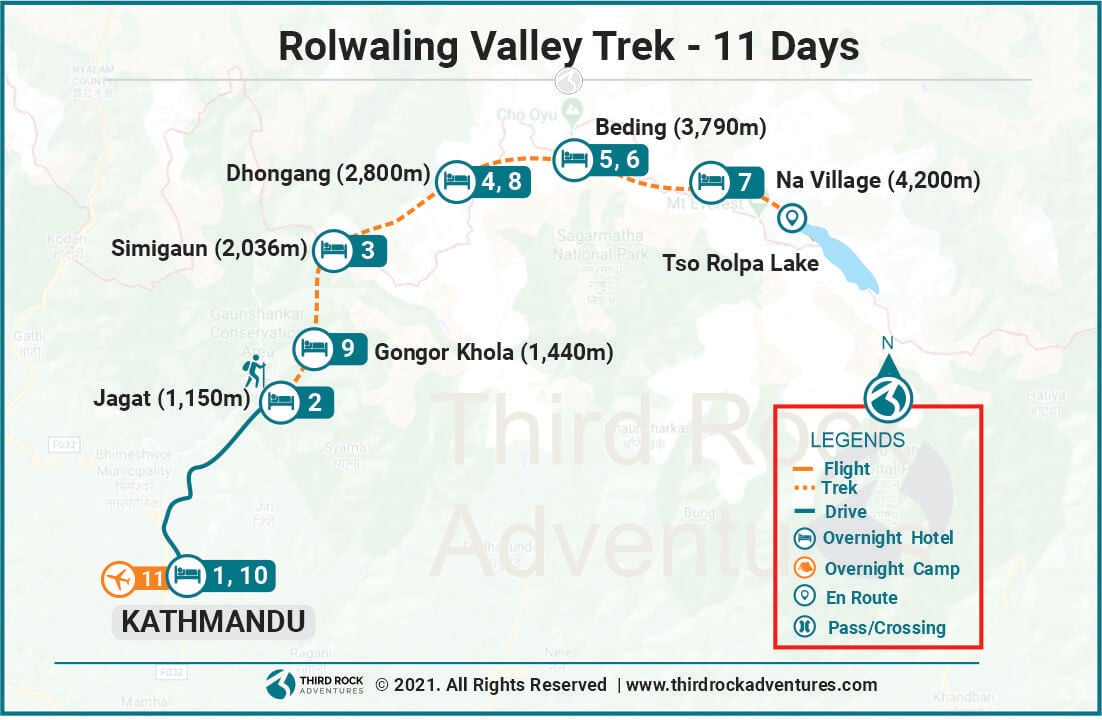 Rolwaling Valley Trek Route Map