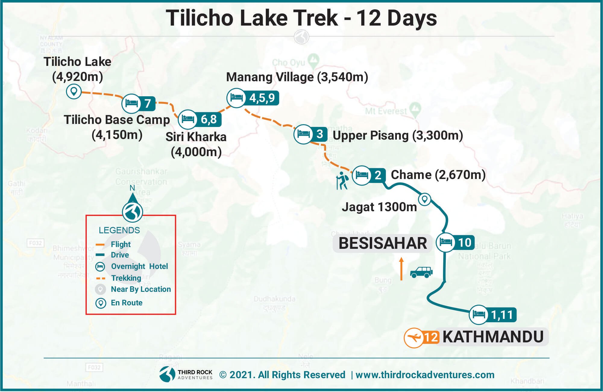 Tilicho Lake Trek Route Map
