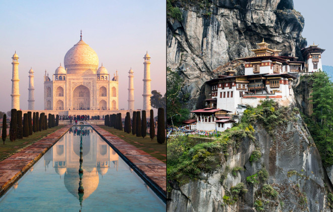India Taj Mahal and Bhutan Tiger’s Nest Monastery Tour